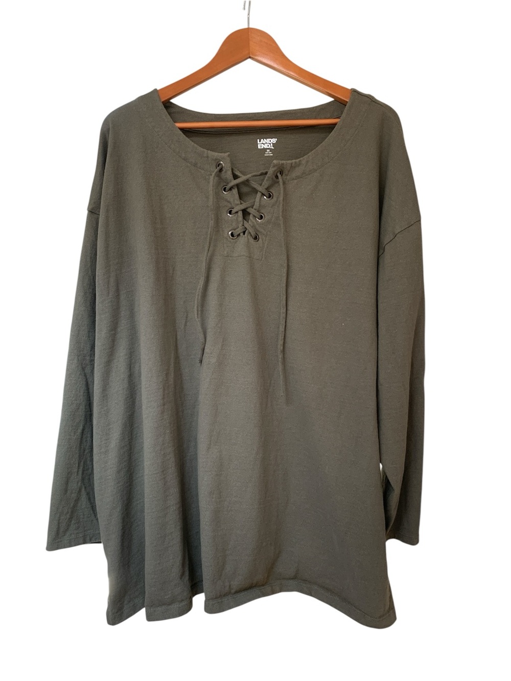 Lands' End Olive 3x Lace-Up Long Sleeve Tunic